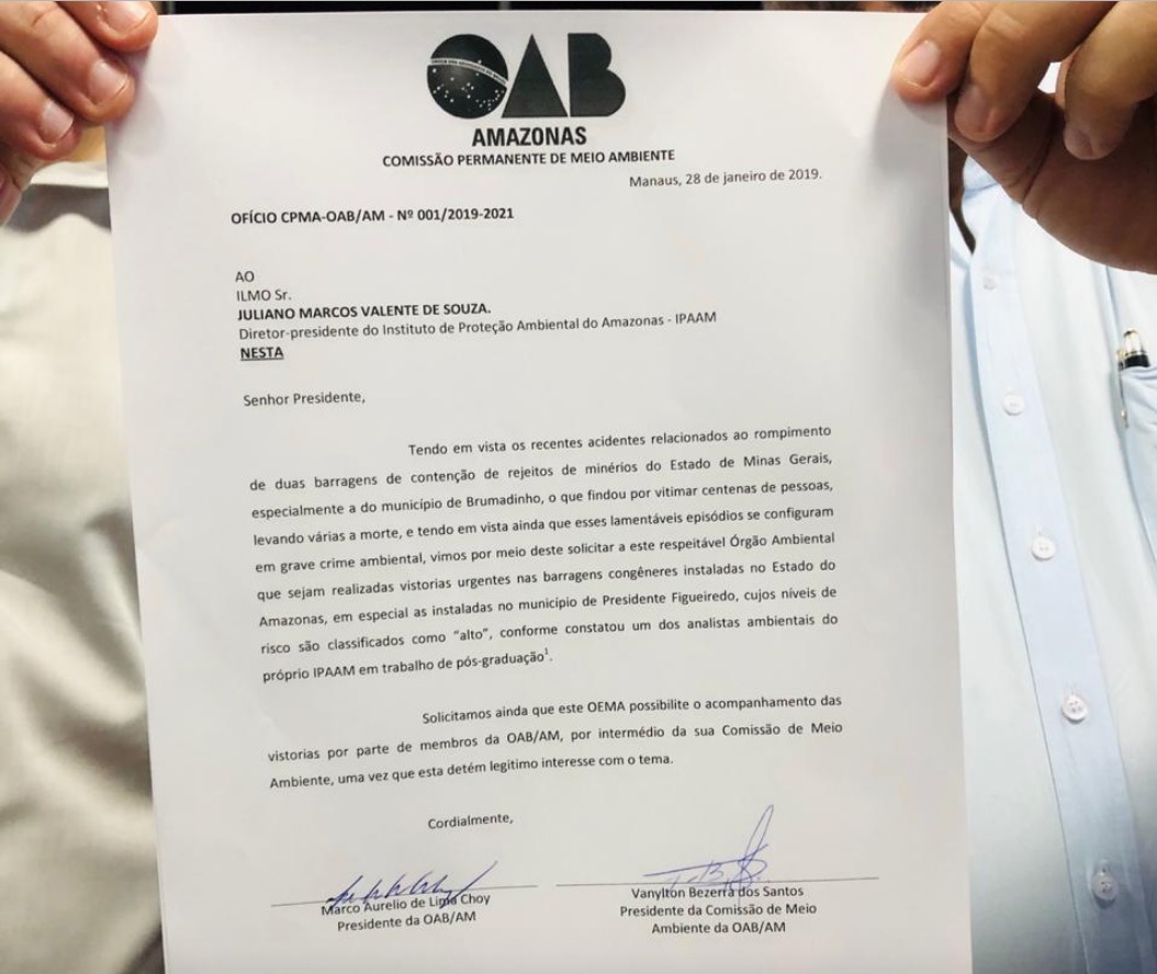 OAB pede que IPAAM realize vistorias urgentes em barragens de alto risco no Amazonas