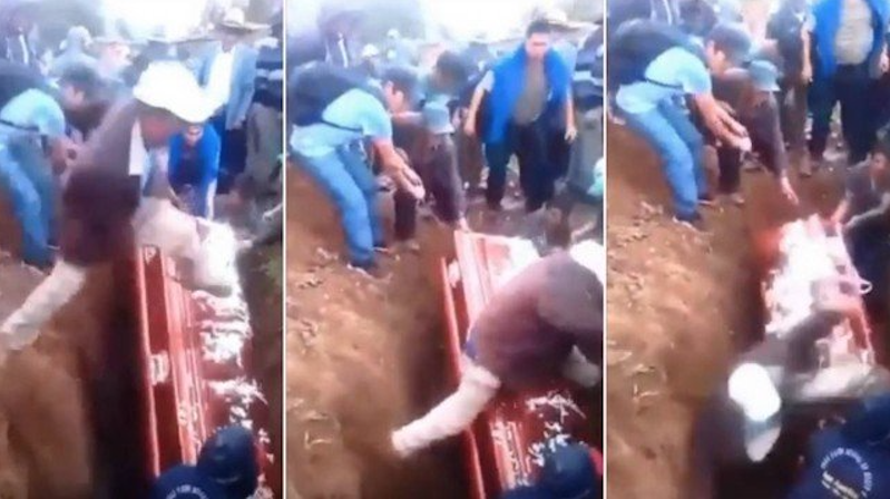 Coveiro danifica caixão após escorregar e cair em túmulo; Veja