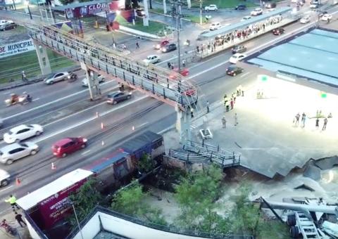 Após desabamento de passarela, faixa azul segue liberada em avenidas de Manaus