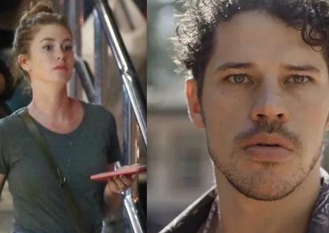 Marina Ruy Barbosa e José Loreto têm conversa séria em bastidores de novela