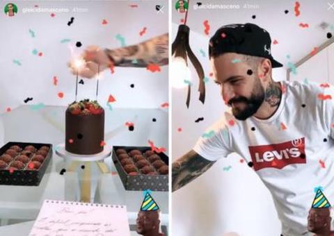 Ex-bbb Gleici ganha surpresa de Wagner no dia do aniversário