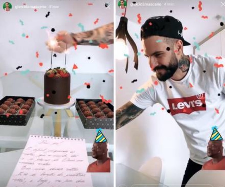 Ex-bbb Gleici ganha surpresa de Wagner no dia do aniversário