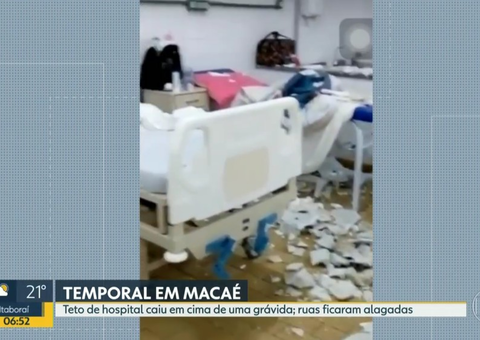 Teto de hospital desaba e atinge mulher grávida 