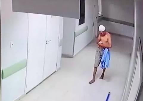 Mesmo sob escolta policial, homem foge andando de hospital onde estava internado