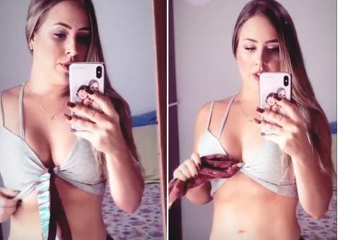 Ex-bbb Patrícia posa de biquíni e mostra barriga mais sarada