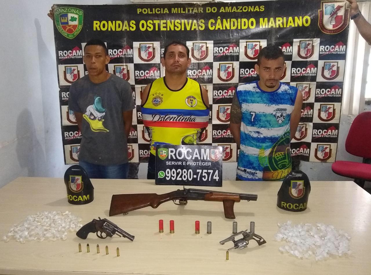 Trio é preso com armas, munições e cocaína em Manaus