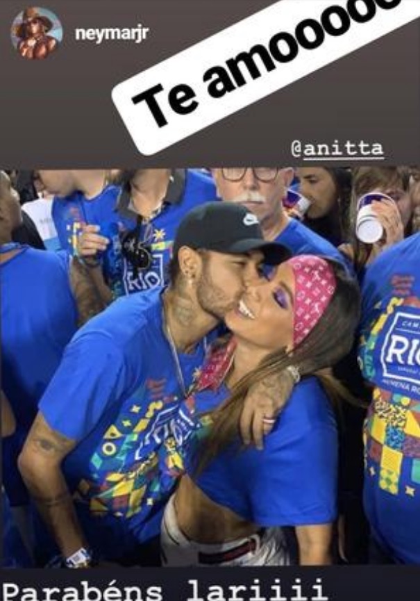 Neymar parabeniza Anitta e se declara para cantora após beijos no Carnaval