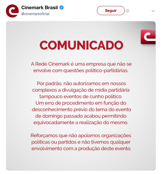 Internautas pedem boicote a rede de cinemas após proibir documentário sobre golpe de 1964