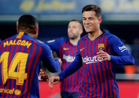 Malcom e Coutinho marcam e Barcelona empata em jogo de oito gols