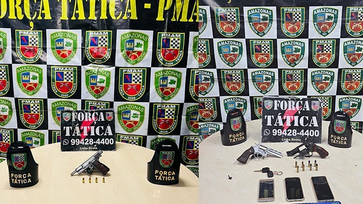 Trio é preso com armas após denúncia em Manaus