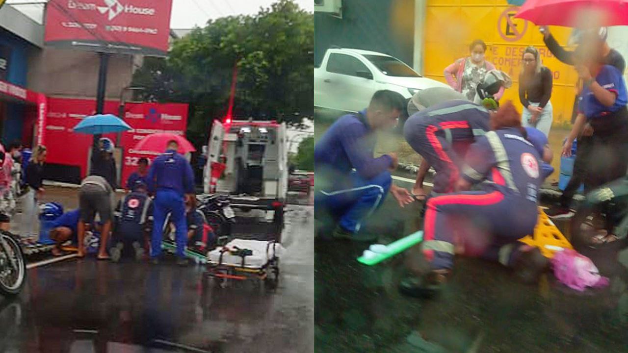 Acidente deixa três motociclistas feridos em Manaus; vídeo