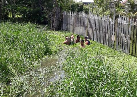 Suspeito de assalto pula dentro de igarapé para fugir da polícia no Amazonas 
