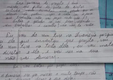 Em bilhete, aluno ameaça matar a tiros professora e diretor de escola no Amazonas