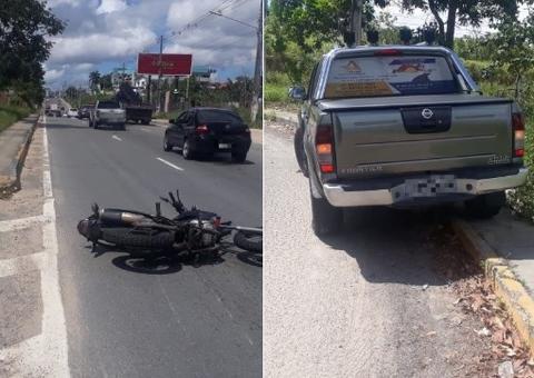 Em Manaus, motociclista fica ferido em colisão com carro na Avenida das Torres