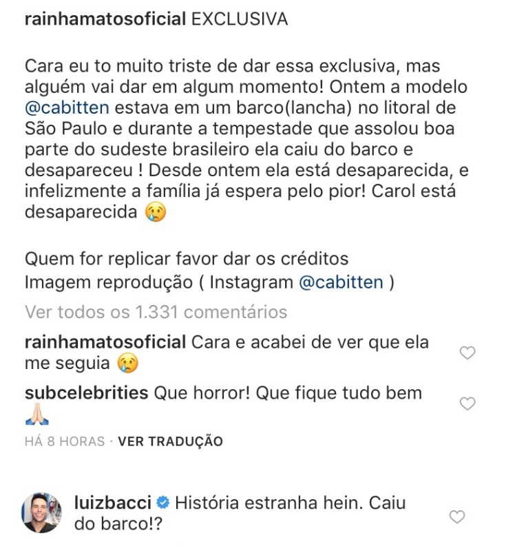  Apresentador faz comentário envolvendo Caroline Bittencourt e é detonado 