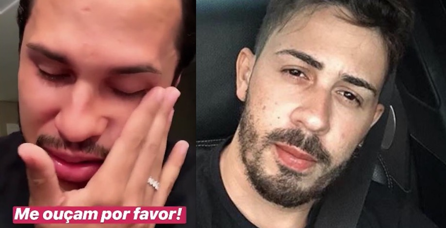 Marido de Carlinhos Maia chora ao defendê-lo em vídeo sobre briga com Whindersson 