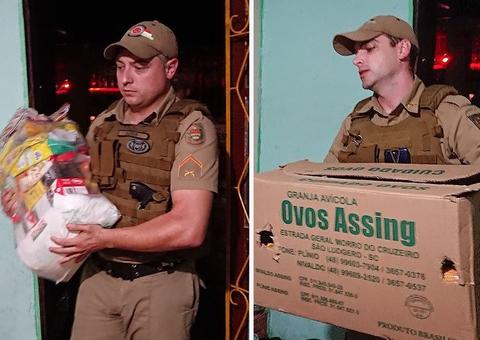 PMs doam cestas básicas a pai com 7 filhos preso por furtar comida