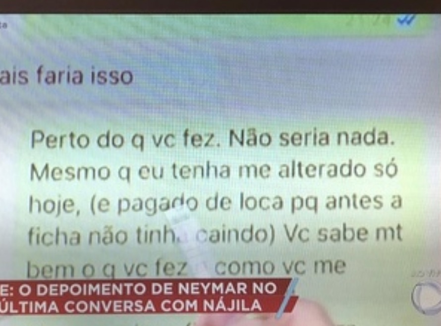 Vazam novos trechos de conversa que mostra Najila confrontando Neymar; veja
