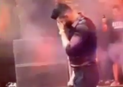 Gusttavo Lima chora ao homenagear Gabriel Diniz durante show 