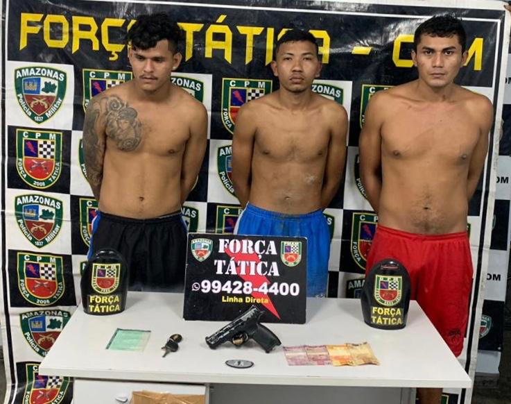 Trio é preso com arma e drogas dentro de carro em Manaus 