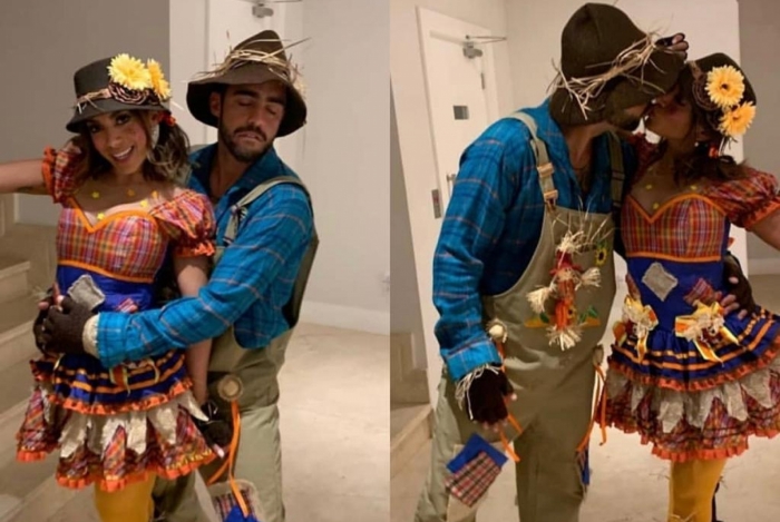 De casal caipira com Pedro Scooby, Anitta começa festa junina em sua mansão