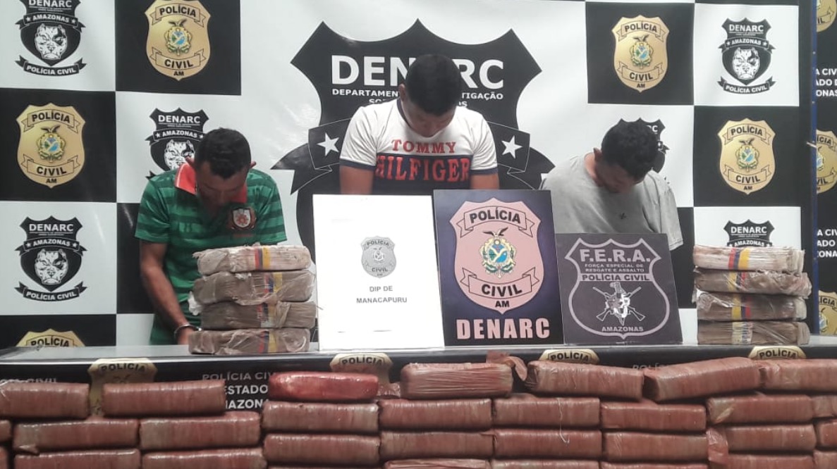 Trio é preso com 200 kg de drogas que seriam distribuídas em Manaus