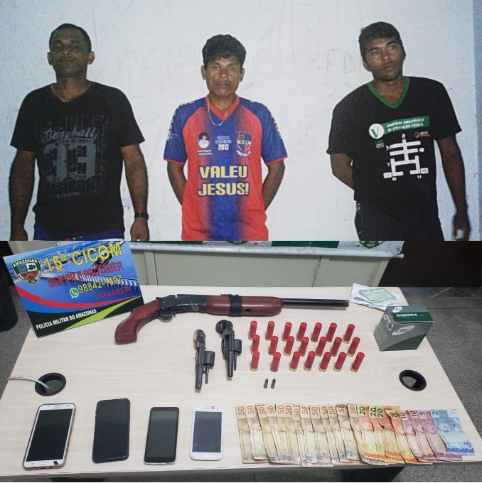 Trio é preso com armas e afirma que são para segurança de cacique em Manaus