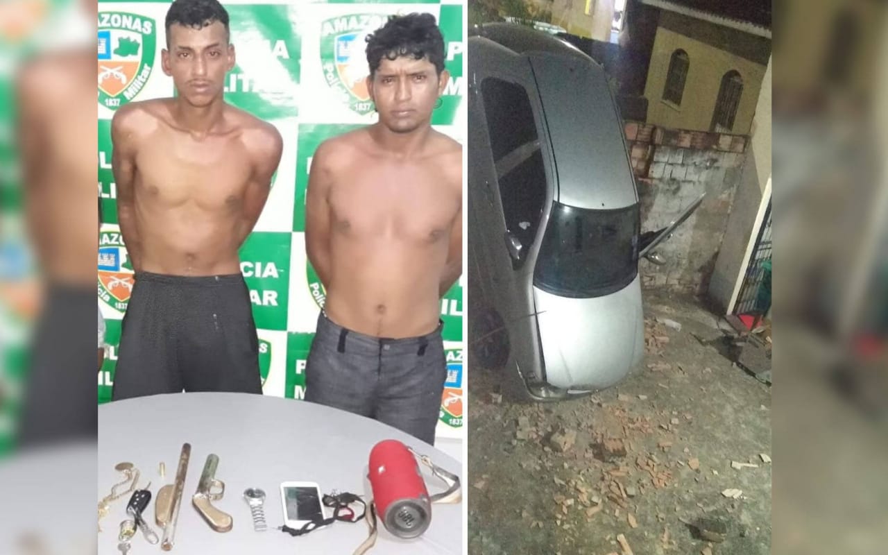 Durante perseguição carro com suspeitos de assalto cai em barranco em Manaus 