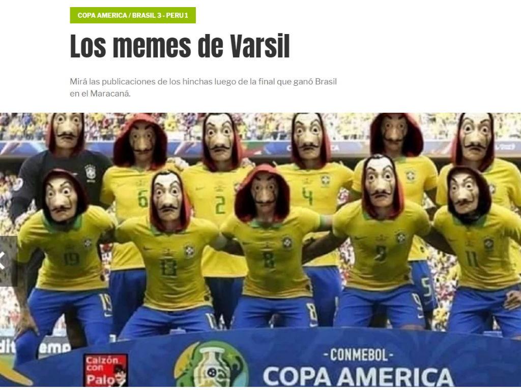 Jornal argentino ironiza vitória do Brasil na Copa América 