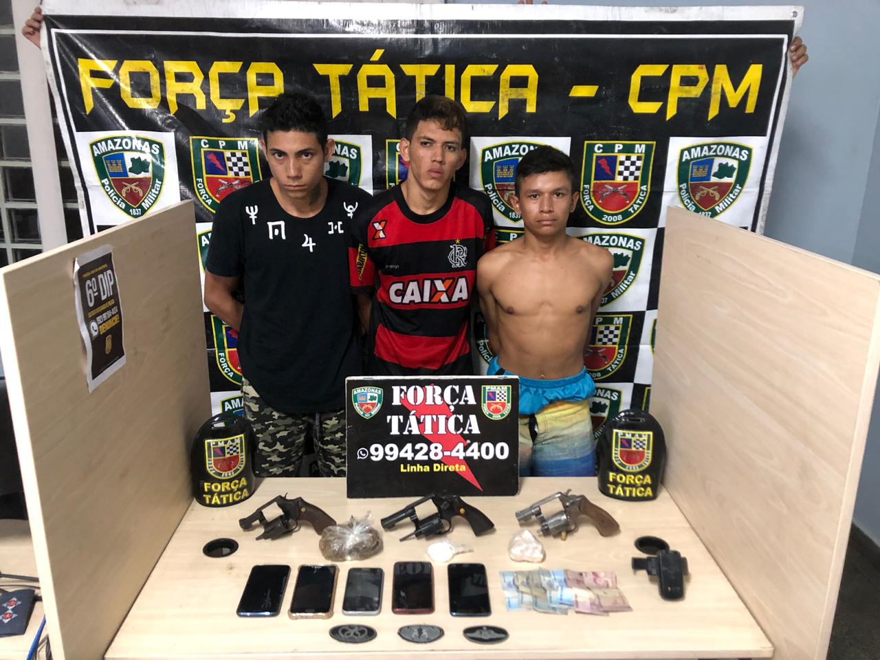Com armas e drogas, detento do semiaberto e amigos são presos em Manaus