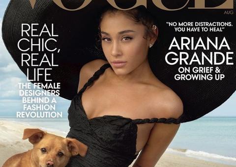 Ariana Grande posa com cão de estimação para Vogue e fãs se empolgam  