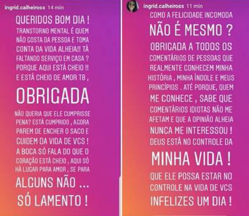 “Parem de encher o saco”, rebate mulher do goleiro Bruno após críticas 