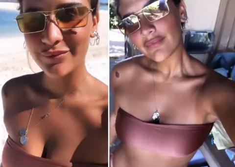 Filha de Flávia Alessandra mostra corpão em ilha no Caribe