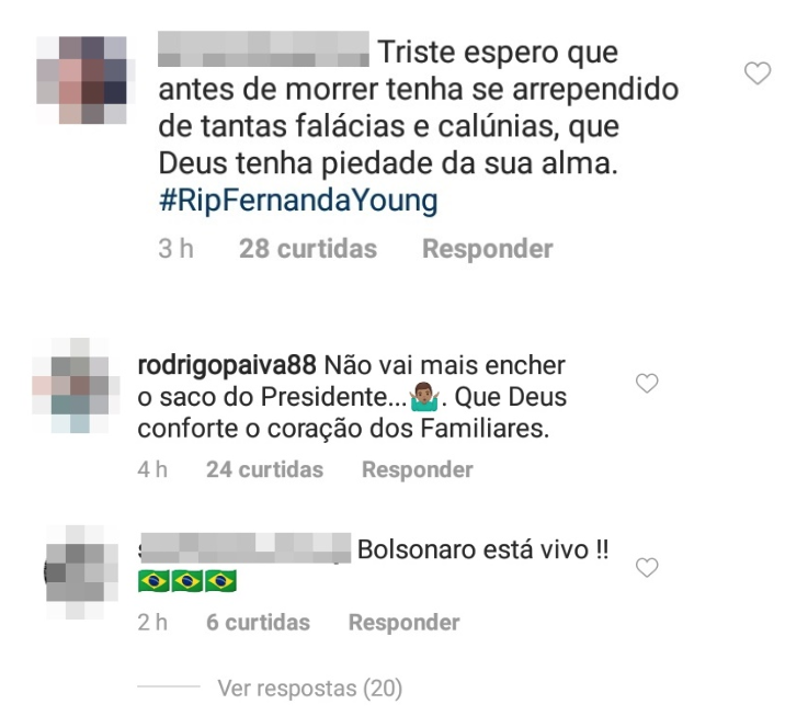 Apoiadores de Bolsonaro comemoram morte de Fernanda Young