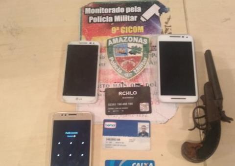 Com arma e celulares, homem é preso após arrastões em área nobre de Manaus