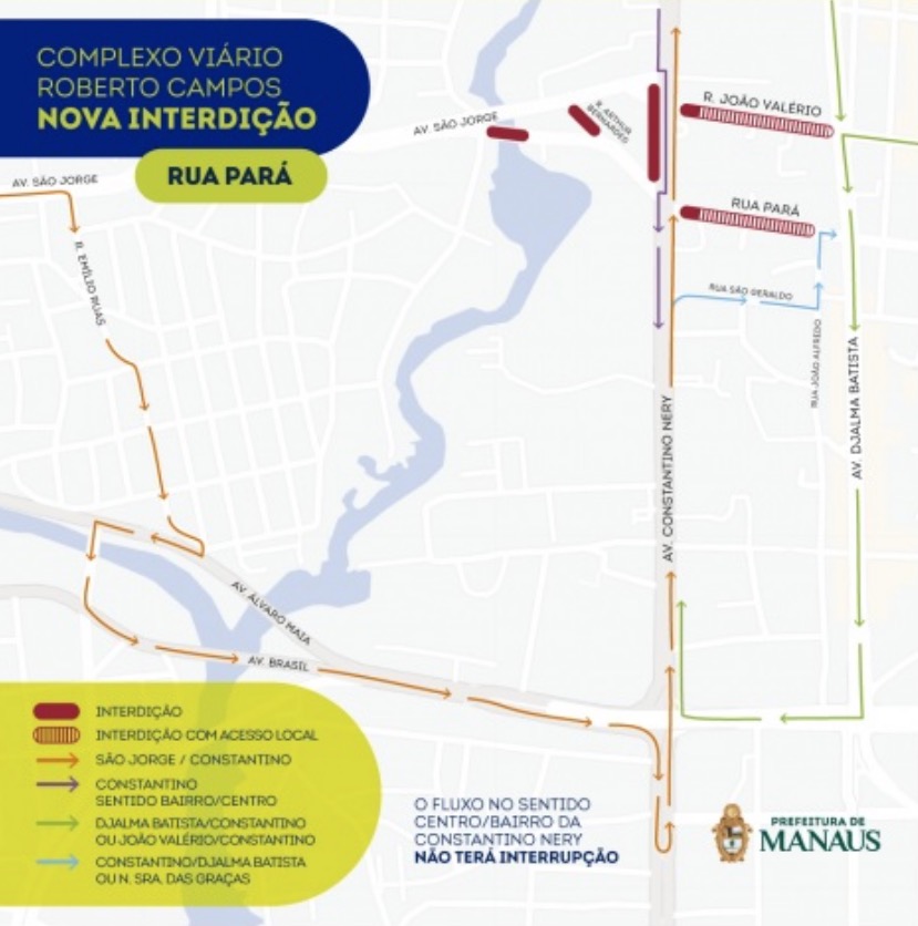 Rua é interditada para avanço de obras em Complexo Viário de Manaus