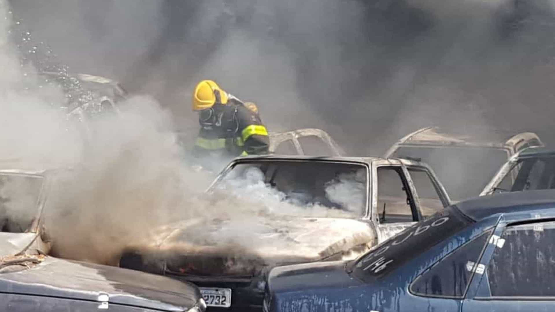 Incêndio em pátio de apreensão destrói 30 carros que iriam a leilão em outubro