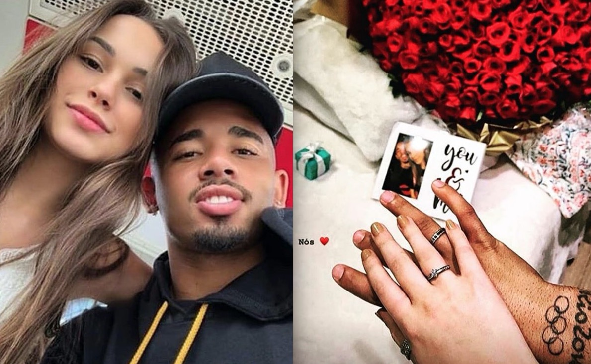 Com aliança e buquê, Gabriel Jesus assume romance com modelo Fernanda Queiroz