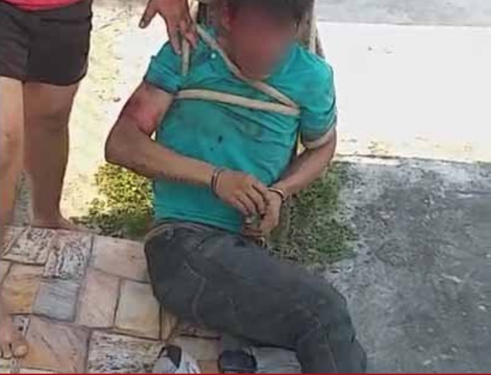 Detento do semiaberto é amarrado a poste e espancado suspeito de roubo em Manaus 