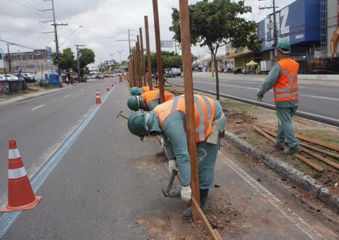 Tapumes começam a ser instalados para obra na rotatória do Manoa em Manaus 