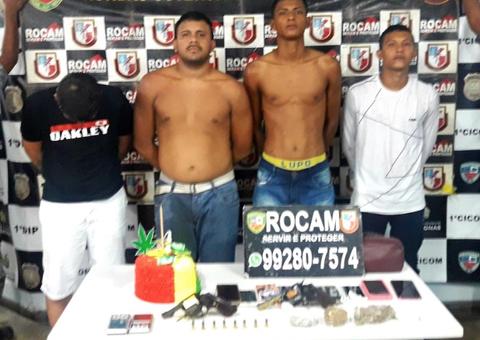 Com armas e bolo em forma de maconha, grupo é preso em aniversário de traficante em Manaus