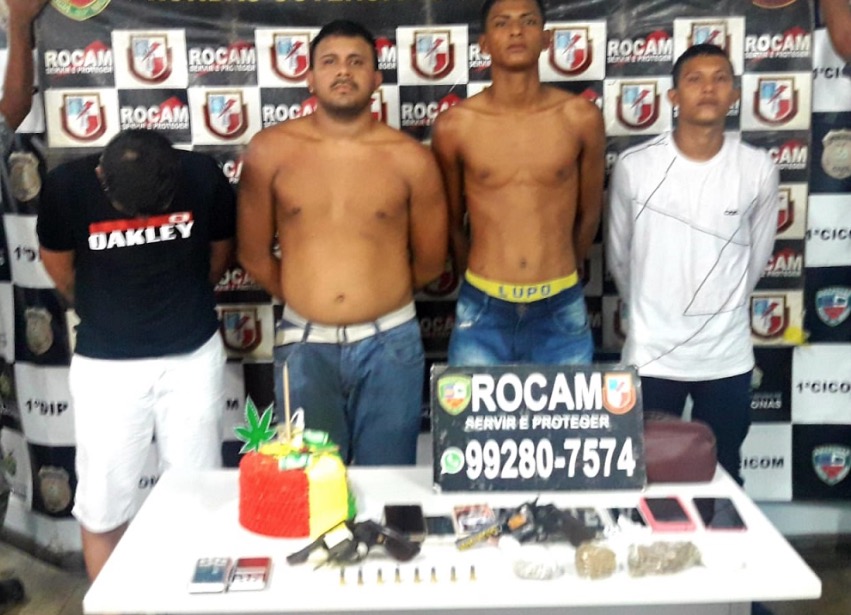Com armas e bolo em forma de maconha, grupo é preso em aniversário de traficante em Manaus
