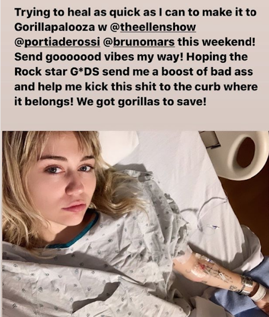 Miley Cyrus é internada: "Enviem boas vibrações para mim"