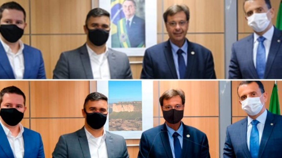 Em foto editada, prefeito exclui Bolsonaro e coloca máscara em ministro