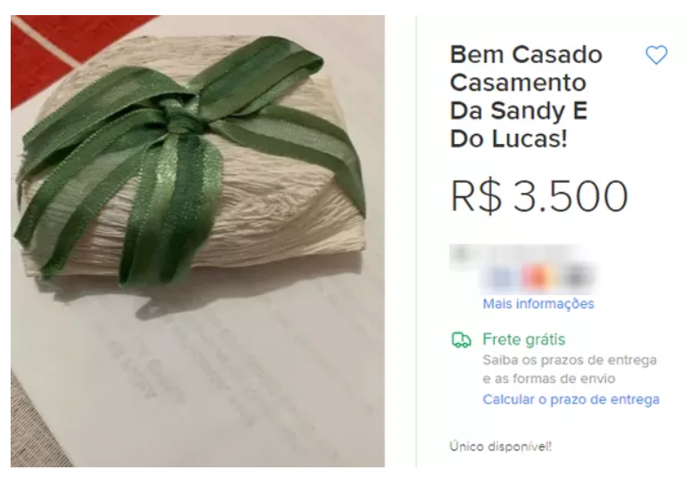 Fã vende suposto bem-casado do casamento de Sandy e Lucas Lima 