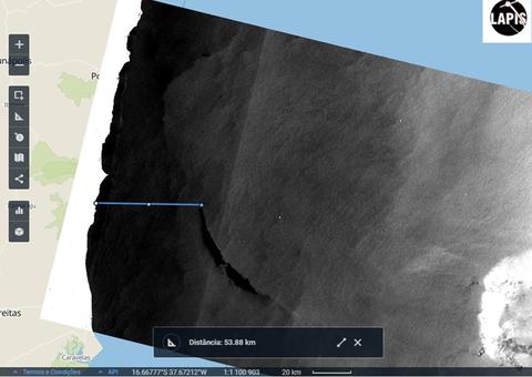 Satélite aponta mancha gigante a 54 km da costa na Bahia; Marinha diz que não é óleo