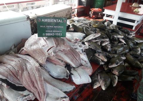 PM apreende quase cinco toneladas de pescado ilegal em Manaus