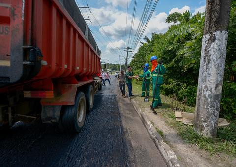 Avenida de acesso ao aeroporto recebe pavimentação nova