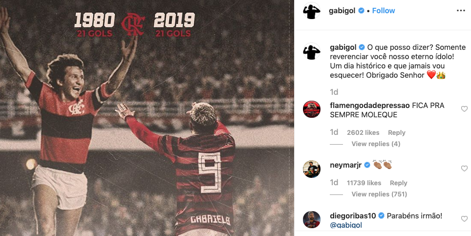 Após rumores de briga, Neymar comenta publicação de Gabigol em rede social 