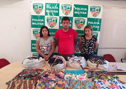 Trio é preso suspeito de furtar mais de R$ 4 mil em roupas de loja em Manaus